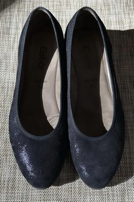 Zapatos de salón de cuña Gabor Request Sacchetto azul marino metálico tacón cómodo carrera 6,5 Foto 1 de 4