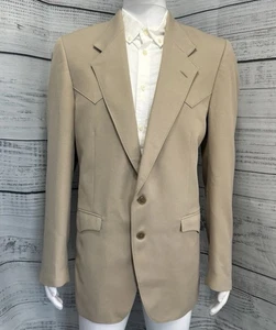 VTG Farah Westernwear 2 Piece Suit Western Rockabilly Cowboy Tan 42L - 37x32” - Picture 1 of 24
