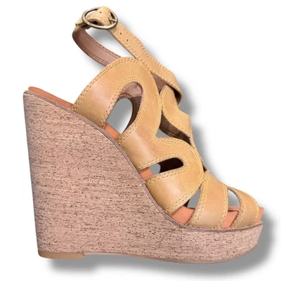 NUEVO EN CAJA Sandalias de cuña Lucky Brand Penrose para mujer 8,5 M Puesta de sol Cuero ceroso Corcho Foto 1 de 4