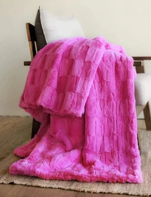 Minky Couture Posh Sorbet  Bubblegum Pink Weighted Soft Blanket Adult size 50x60 - Image 1 of 4