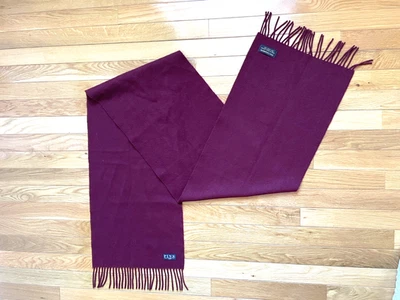 THOMAS PINK Londres 100% Cachemira Bufanda Granate Borgoña Unisex Flecos Hecho en Reino Unido Foto 1 de 4