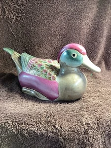 Statuina anatra porcellana vintage design stile Kutan lunga 11 pollici multicolore - Foto 1 di 10