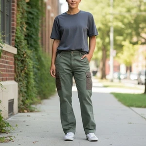 Green Straight Leg St. Johns Bay Cargo Pants  - Picture 1 of 7