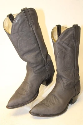 J. Chisholm USA Handcrafted Mens 9.5 D Charcoal Leather Cowboy Western Boots - Image 1 of 4