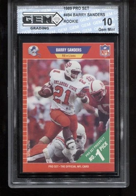 Barry Sanders Rookie 1989 Pro Set #494 Tarjeta RC NFL Detroit Lions GEMA COMO NUEVA 10 Foto 1 de 2