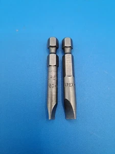 2 Vintage Apex Tool 1/4” Hex Power Drive Slotted Bits, No. 320-3, 320-4 - Picture 1 of 6
