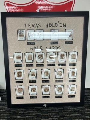 TEXAS HOLD'EM HOLE CARDS POSTER WITH UNKOWN SIGNATURES - Image 1 of 4