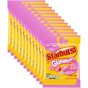STARBURST Rubberes All Pink Gummy Candy, sacchetto da 5 oz (confezione da 12) 5 oz - Foto 1 di 8