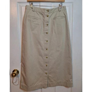 Tommy Hilfiger Vintage hellbraun khaki Knopfleiste Midirock Y2K adrett bescheiden Gr. 14 - Bild 1 von 13