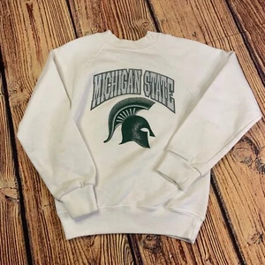 Vintage 80s Michigan State Pullover Santee Sweats Crewneck Kids M 10-12 USA Made - Picture 1 of 8