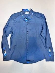 Tomsware Blue Button-Down Shirt Plaid Accents Size Large - Picture 1 of 4