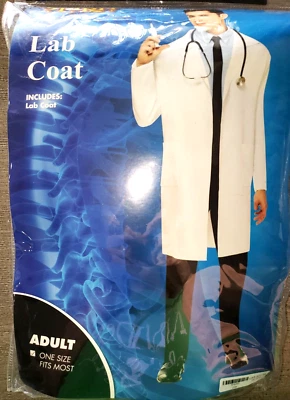 NUEVO ABRIGO DE LABORATORIO HALLOWEEN hombre mujer TALLA ÚNICA PARA LA MAYORÍA DE LOS DISFRACES frente abierto Foto 1 de 2