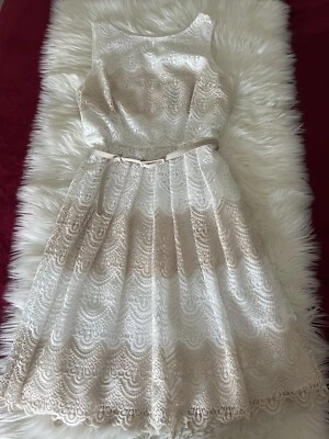 Vestido White House Black Market tamanho 8 listrado de renda ajuste e cinto novo com etiquetas - Imagem 1 de 4