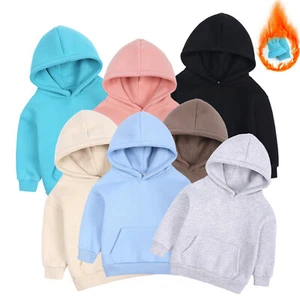 Baby Toddler Kid Boy Girl Solid Casual Pocket Hoodie Sweatershirt Pullover Tops - Picture 1 of 36