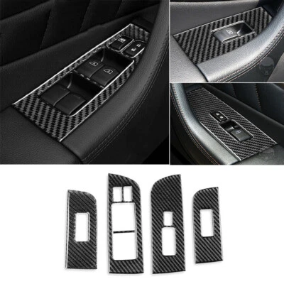 Cubierta de botón interruptor de elevación de ventana de carbono para Infiniti FX 2009-13 QX70 14-17 4 PIEZAS Foto 1 de 4