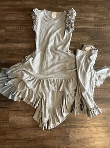 Lemon Loves Lime Girls 7 Grey Gray Ruffle Dress Legging Set - Picture 1 of 1