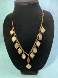 Fun Necklace Ft. Antique GF Chain W/ Vintage Watch Faces and Carnelian Scarab - Picture 1 of 10