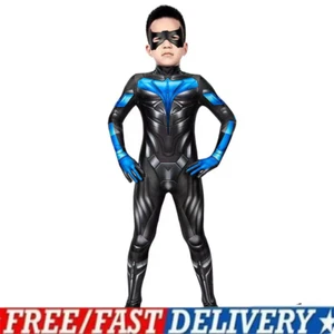 2024 Batman Titans Nightwing Jumpsuit Kids Halloween Cosplay Bodysuit Costume% - Picture 1 of 9