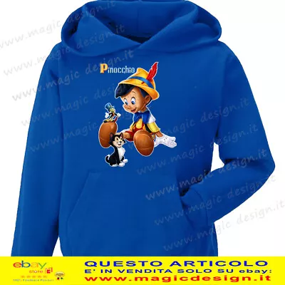 Pinocchio Felpa Cappuccio Bambino Carlo Collodi Burattino Disney Grillo Parlant  • 23.90€