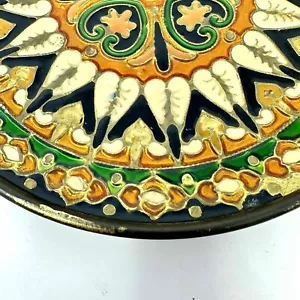 Placa de pared de mosaico bizantino esmaltado de cobre y latón hecha a mano firmada por Grecia de colección - Imagen 1 de 11