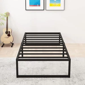14 Inch Twin Bed Frames Heavy Duty Metal Twin Size Platform Bed Frame Black - Picture 1 of 9