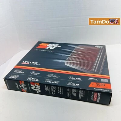 Filtro de ar de substituição K&N 33-5029 para 2015-2019 Ford Mustang L4/V6/V8, 33-5029 - Imagem 1 de 4