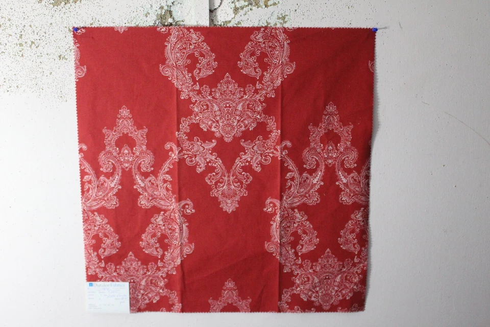 Duralee, Petite Paisley, 26" W X 26" L, Color Red - Image 1 of 1