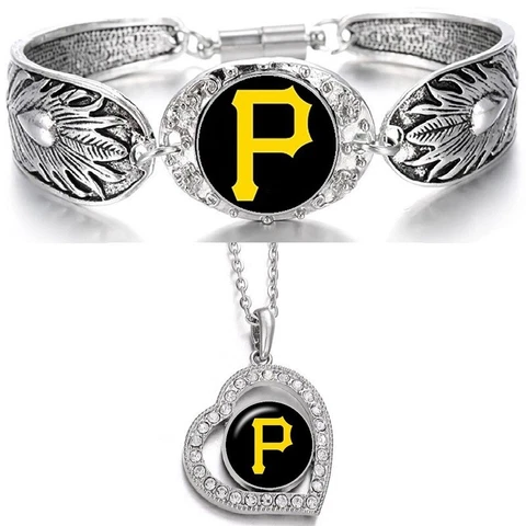 Pittsburgh Pirates 925 Sterling Silver Necklace With Bracelet Set D3D19 Cover