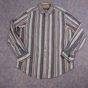 Tommy Bahama Button Up Shirt Medium Multicolor Striped Cotton Mens - Picture 1 of 8
