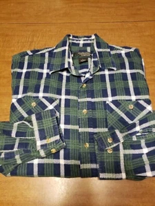CAMICIA UOMO FLANELLA ABBOTTONATA VERDE BLU A QUADRI COTONE TAGLIA L CACCIA PESCA - Foto 1 di 7