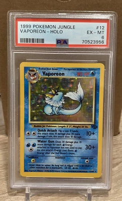 1999 Pokemon Jungle Vaporeon Holo 12/64 PSA 6 EX-MT - Image 1 of 2