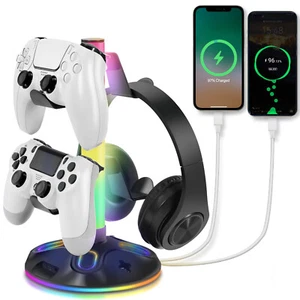 Headphone Stand for Desk, Game Controller Holder with USB & Type-C & 3.5MM Port - Picture 1 of 6