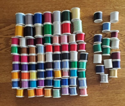 Lot of 92 Spools Madeira Thread - Mostly Rayon plus some Aerofil, Bobbinfil, etc - Image 1 of 4