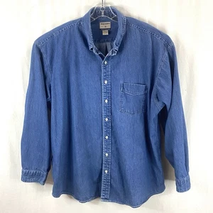 Vintage 90s High Sierra Blue Denim Shirt XXL 2XL Button Front Pocket Oversized - Picture 1 of 14