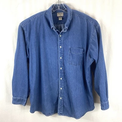 Vintage 90s High Sierra Blue Denim Shirt XXL 2XL Button Front Pocket Oversized - Image 1 of 4