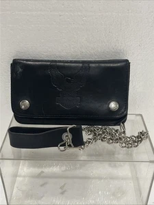 Harley Davidson Chain Wallet, Leather Official Hook Loop Belt Nice shape - Picture 1 of 10
