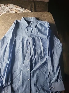 Stafford Shirt Mens 17 1/2 36-37 Blue Long Sleeve Easy Care TRAVEL - Picture 1 of 3