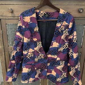 Giacca Diyanu donna XL scollo a V bottoni manica lunga stampa animali - Foto 1 di 12
