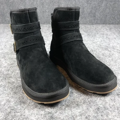 AU&MU Botas Mujer Talla 7 Negro Gamuza Piel de oveja Hebilla Correa Invierno Zapatos Cálidos Foto 1 de 4