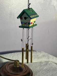 Christmas ornament wood birdhouse metal wind chimes AA319 - Picture 1 of 6