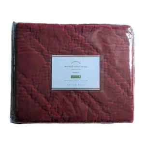 Pottery Barn Washed Velvet Sham Kissenbezug Standard 26x20 Burgundrot NEU - Bild 1 von 3