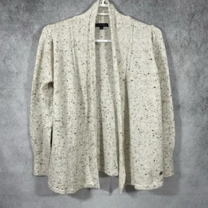Adrienne Vittatini Sweater Size L Beige Multicolor Open Cardigan Long Sleeves. - Picture 1 of 12