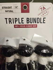 Sensationnel 3 Bundles 14" Straight 7A Unprocessed Human Hair Weave Sew In - Picture 1 of 5