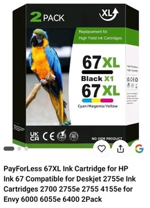 2*Tri-Color & 1*Black 67XL Ink Cartridge for HP Deskjet 1255 2710e 2720e 2724 - Picture 1 of 1
