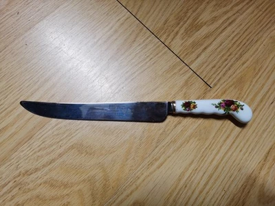Faca para bolo Royal Albert Old Country Roses feita na Inglaterra porcelana óssea - Imagem 1 de 3