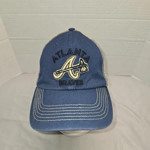 Atlanta Braves '47 Brand Navy Blue Clean Up Adjustable Trucker Dad Hat Blue Tan - Picture 1 of 6