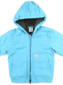 Carhartt CP9564-442 Canvas Insulated Sherpa Lined Hooded Jacket Kids Girls XS 6 - Picture 1 of 17