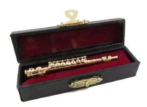 1/12TH DOLLS HOUSE FLUTE GOLD + CASE QUALITY - Picture 1 of 1