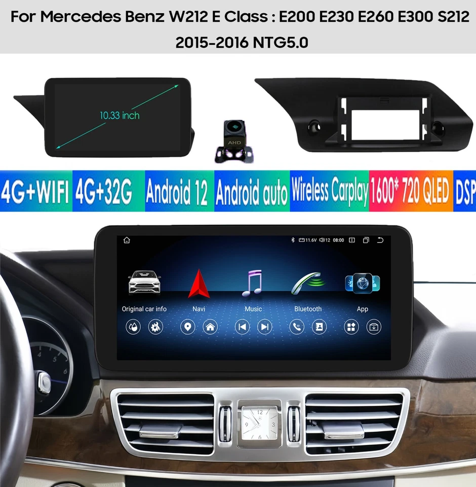Radio navegación GPS coche Android12 10,33" para Mercedes Benz clase E W212 E300 E350+AHD Foto 1 de 4