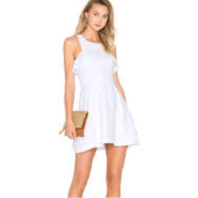 BCBGeneration White Skater Ruffle Dress 4 NWT Graduation Bridal Shower - Image 1 of 4